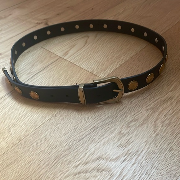 Brave Black Leather Belt with Gold Studs - Picture 3 of 8